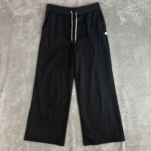 Vuori Black Wide-Leg Joggers with White Drawstring